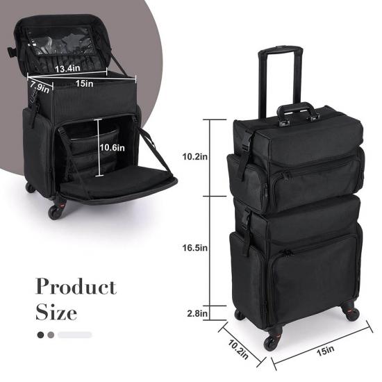 Multi-function Makeup Trolley Case Portable Travel Organizer with Shoulder Strap