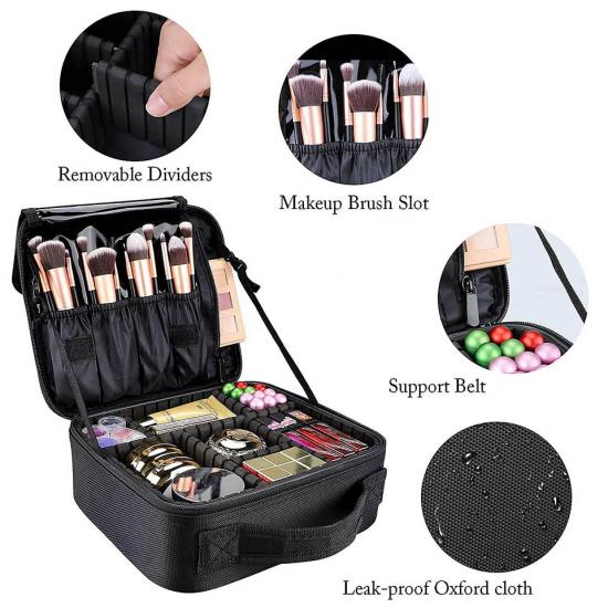 Cosmetic Case With Adjustable Dividers for Make Up Accessories