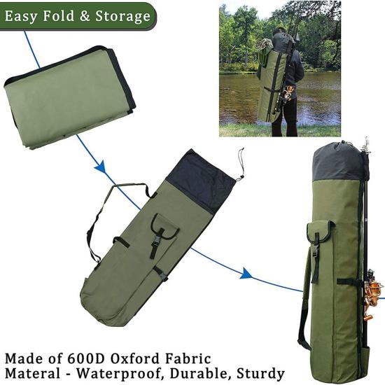 Pole Holder Fishing Rod Carrier Case Tackle Bag