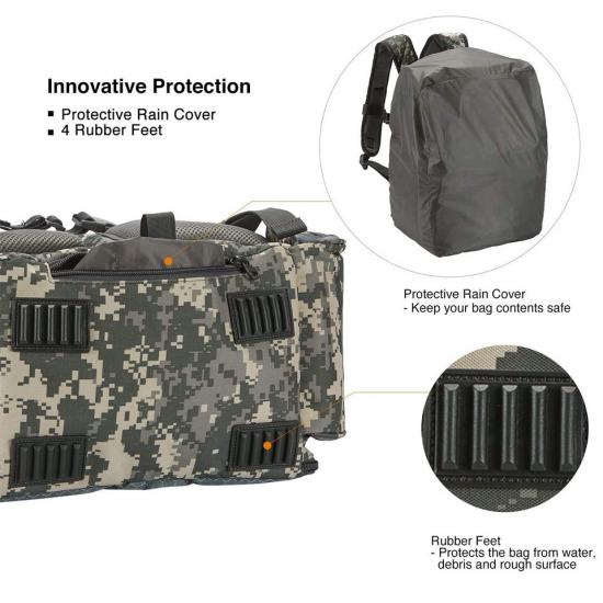 Tackle Bag Storage with Protective Rain Cover and 4 Tackle Box