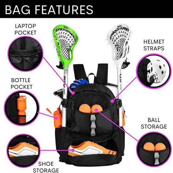 Wholesale Custom Lacrosse Stick Backpack for Boys Girls