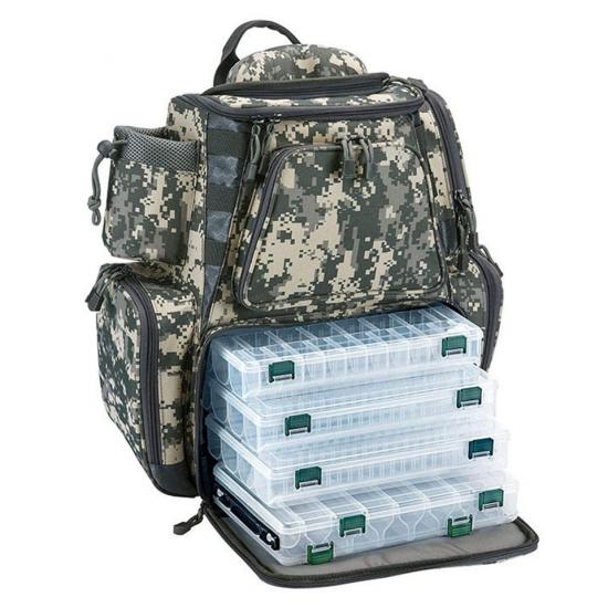 Tackle Bag Storage with Protective Rain Cover and 4 Tackle Box
