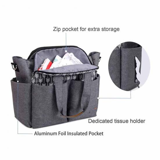 Diaper Bag with USB, Anti-Theft, Water Resistant, Collapsible