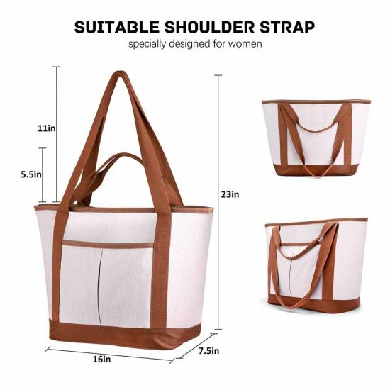 Shoulder Strap Big Cooler Tote Canvas Shopping Bag