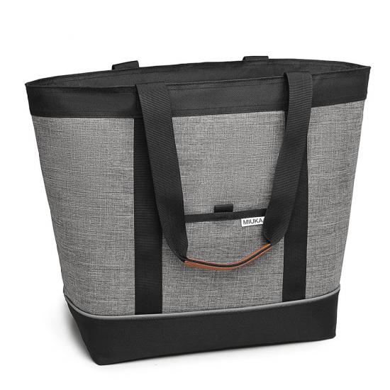 Large Insulated Cooler Bag Gray with Thermal Foam