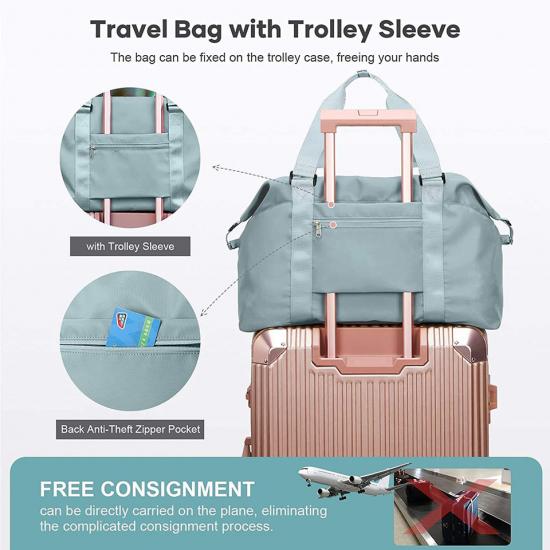 Women with Trolley Sleeve Travel duffel bag with Shoe compartment